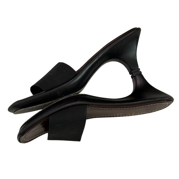 Vintage Donald J Pliner 90s Black Slip-On Mules Kitten Heel Sandal Slide - SZ: 6 - Picture 4 of 5